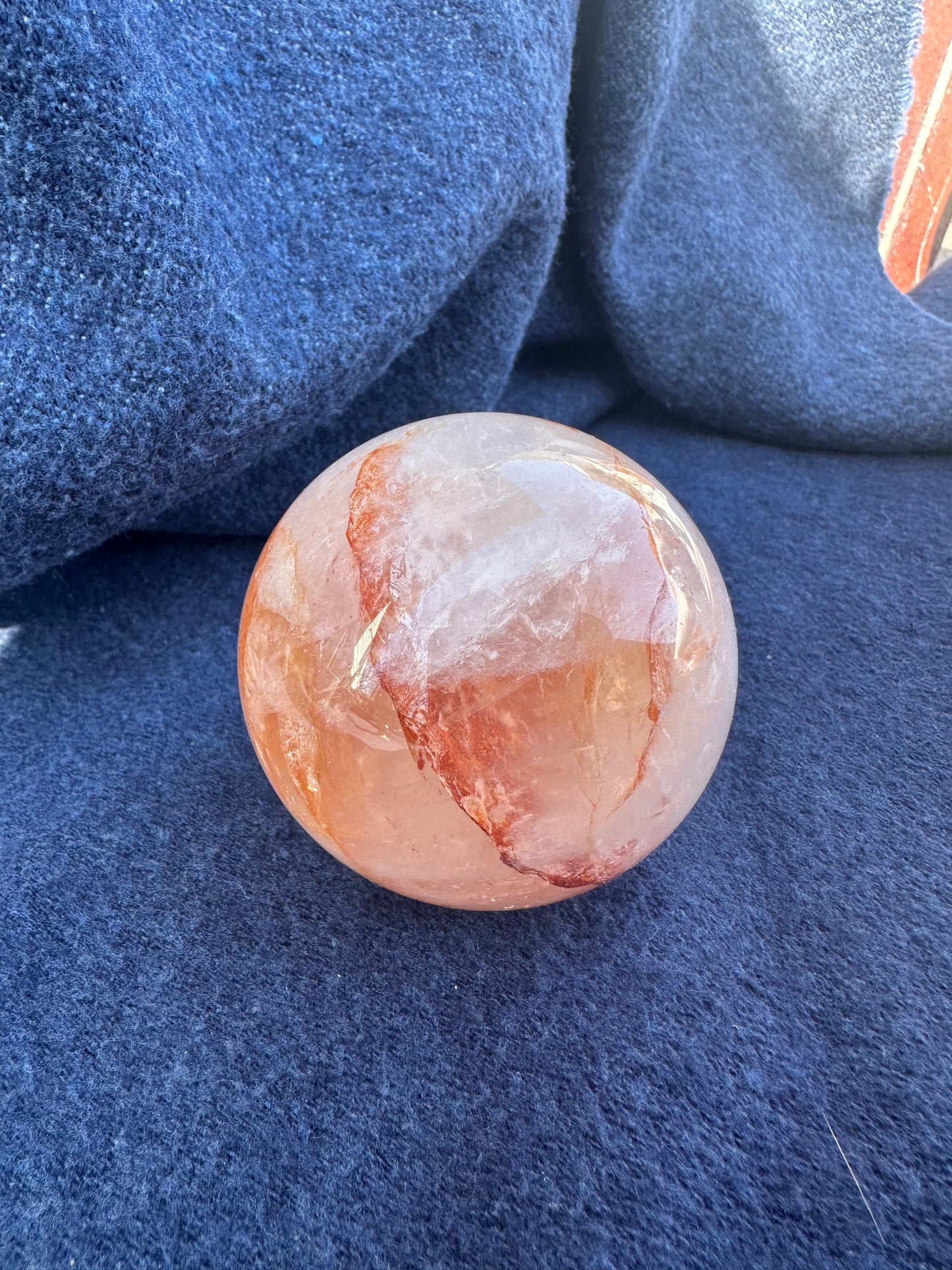 Red Agate Quartz Sphere – Polished Crystal Ball for Grounding & Vitality (2.5–3" Diameter)