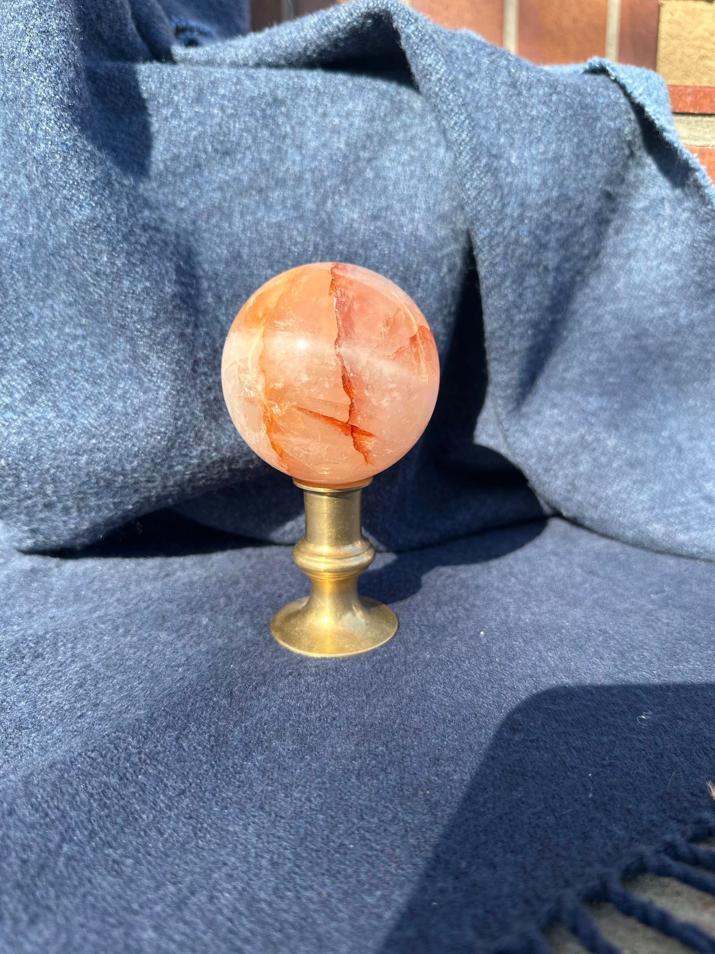 Red Agate Quartz Sphere – Polished Crystal Ball for Grounding & Vitality (2.5–3" Diameter)